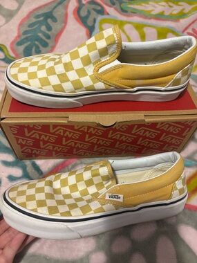 Vans Kids Slip-On Checkerboard Sneakers - Yellow/White